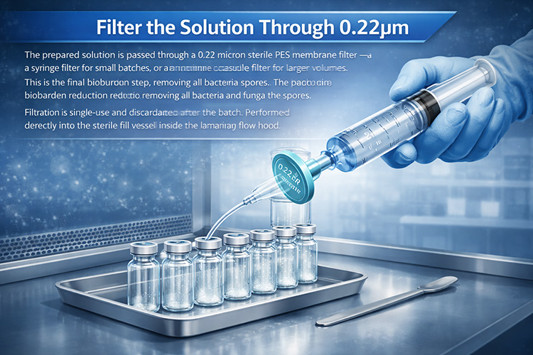 0.22µm PES syringe filter sterile filtration diagram